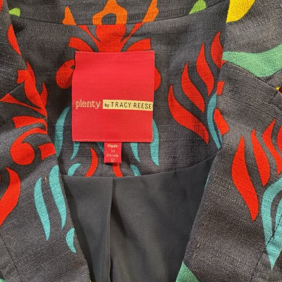 Tracy Reese Silk Floral Blazer Jacket Sz 12 Pocket Anthro Cute - Picture 5 of 6